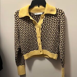 Zara Yellow Patterned Women's Sweater